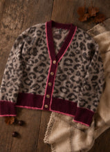 Load image into Gallery viewer, Annie Contrast Print Cardi Burgundy
