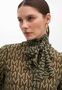 Maggie Khaki Print Blouse