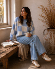 Load image into Gallery viewer, Nina Grey &amp; Blue Check Knit
