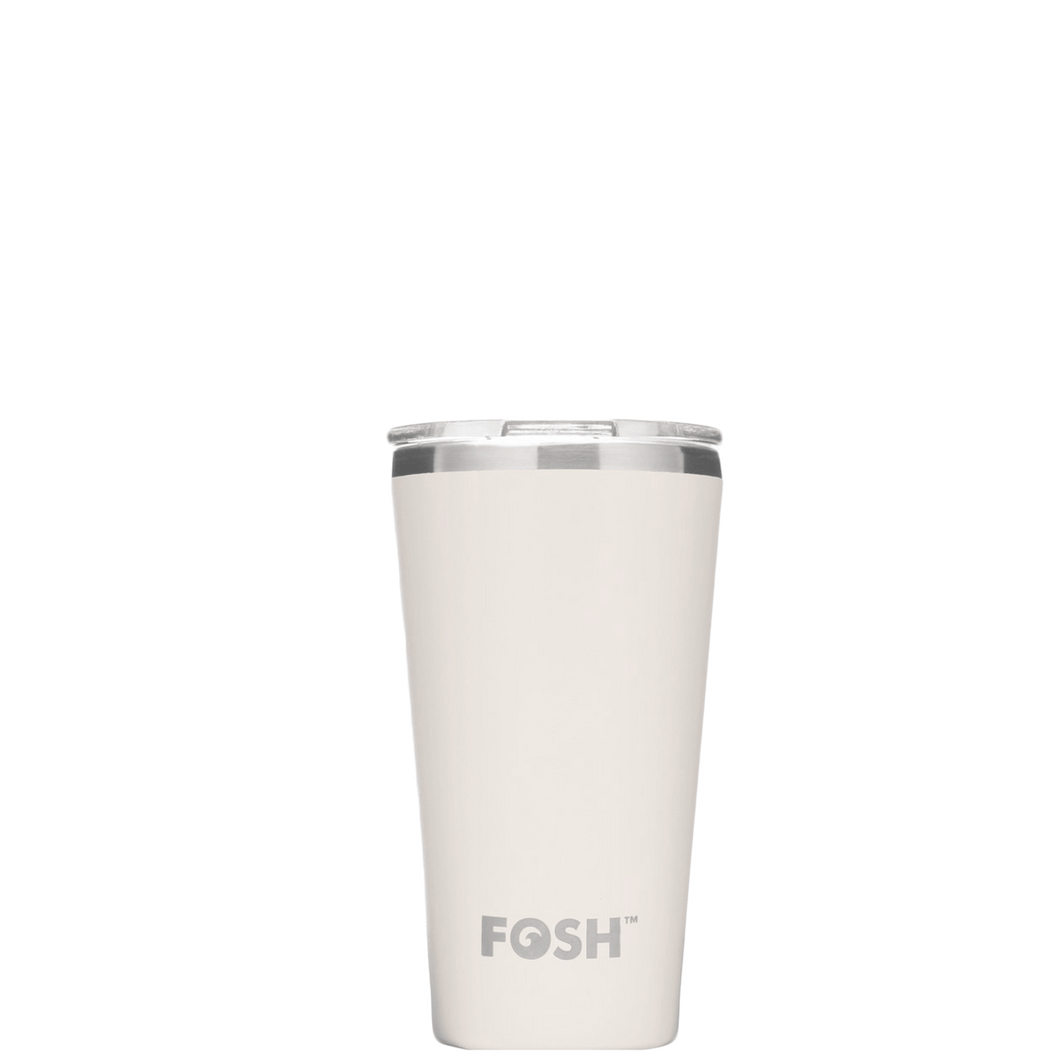 FOSH Ice Cream White | Insulated Coffee Cup: Spill-proof with cover