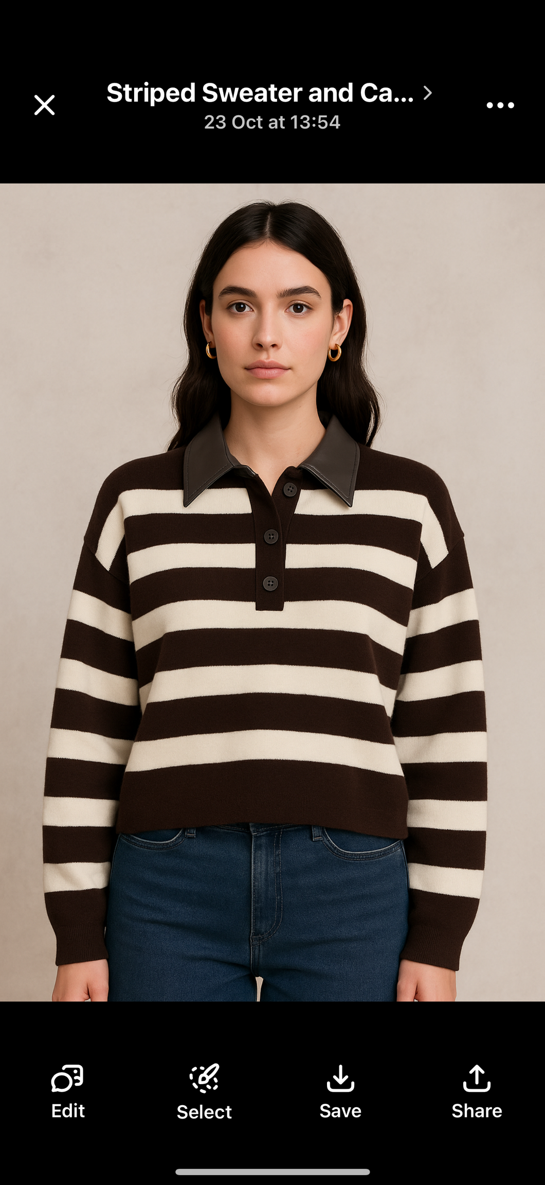 Connie Brown Top contrast Collar