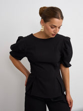 Load image into Gallery viewer, Willow Peplum Top Black
