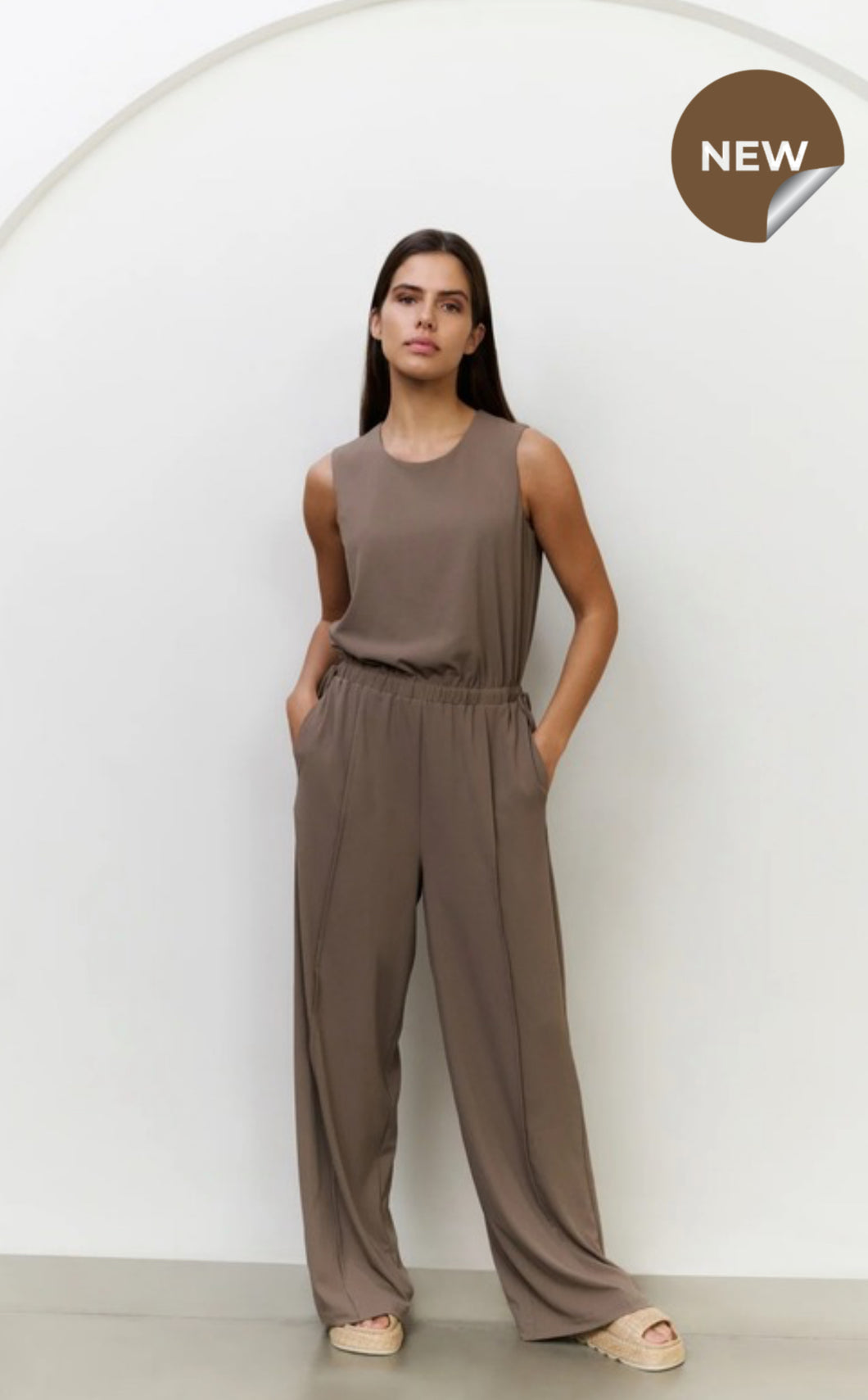 Yasmine Sleeveless Greyish Brown Jumpsuit