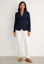 Load image into Gallery viewer, Navy Ribbed Jersey Jacket
