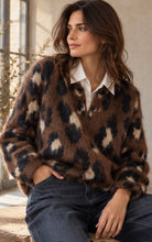 Load image into Gallery viewer, Willow Cosy Brown Leopard Knit with Collar
