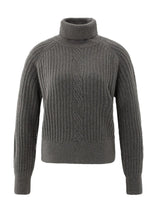 Load image into Gallery viewer, Yasmine Ribbed Turtleneck Dark Taupe Grey
