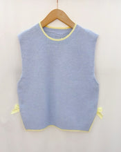 Load image into Gallery viewer, Chloe  Blue/Lemon Bow Top
