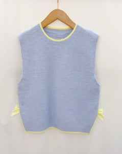 Chloe  Blue/Lemon Bow Top