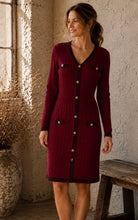 Load image into Gallery viewer, Bella Knitted Burgundy dress
