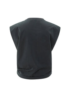 Yasmine Oyster Black Sleeveless Top