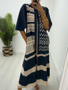 Chloe Navy/Stone  Midaxi Dress