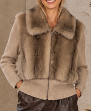 Load image into Gallery viewer, Bella Faux Fur Zip Knit
