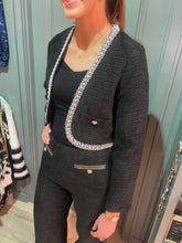 Load image into Gallery viewer, Holly Black Crop Tweed Blazer
