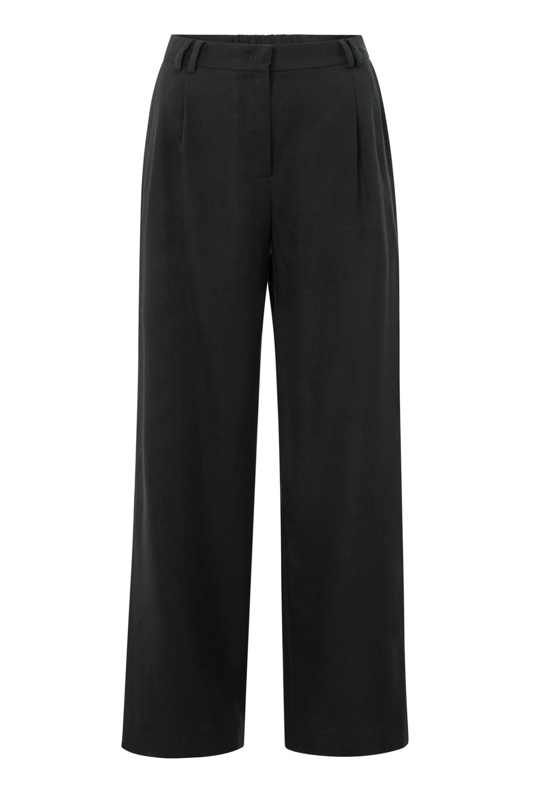Yasmine Linen Mix Trousers Washed Black