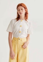 Load image into Gallery viewer, Clara White Daisy Button Blouse
