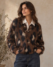 Load image into Gallery viewer, Willow Cosy Brown Leopard Knit with Collar
