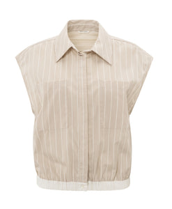 Yasmine Sleeveless Blouse with elastic hem Hummus