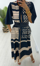 Load image into Gallery viewer, Chloe Navy/Stone  Midaxi Dress
