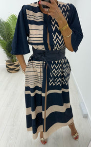 Chloe Navy/Stone  Midaxi Dress