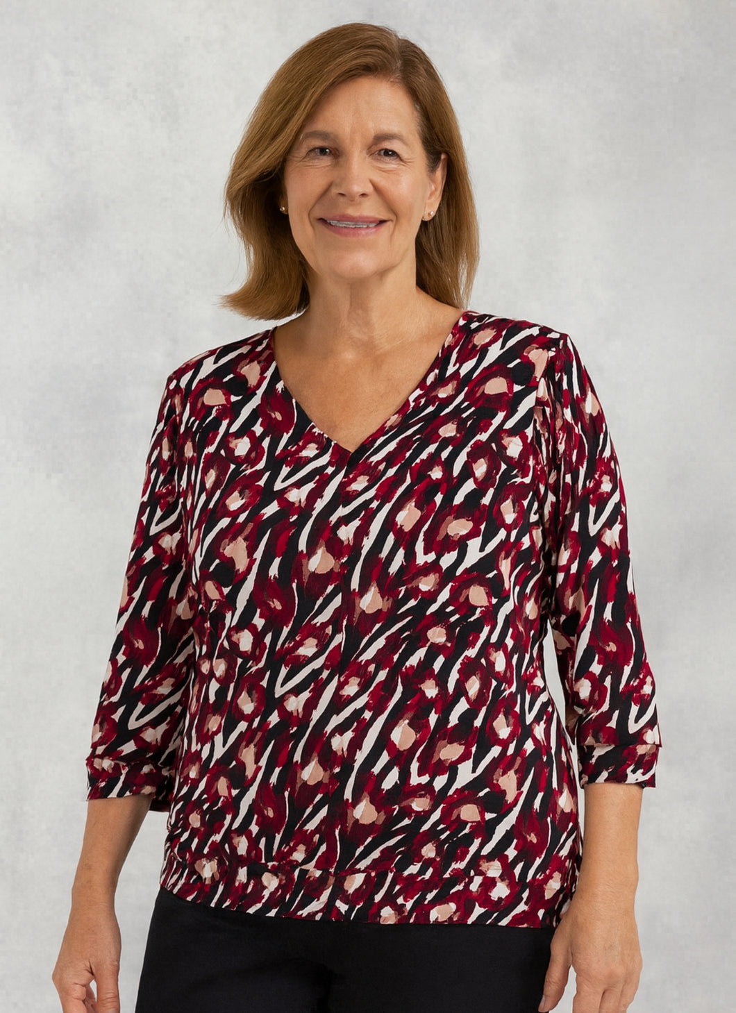 Yew Burgundy Print Top