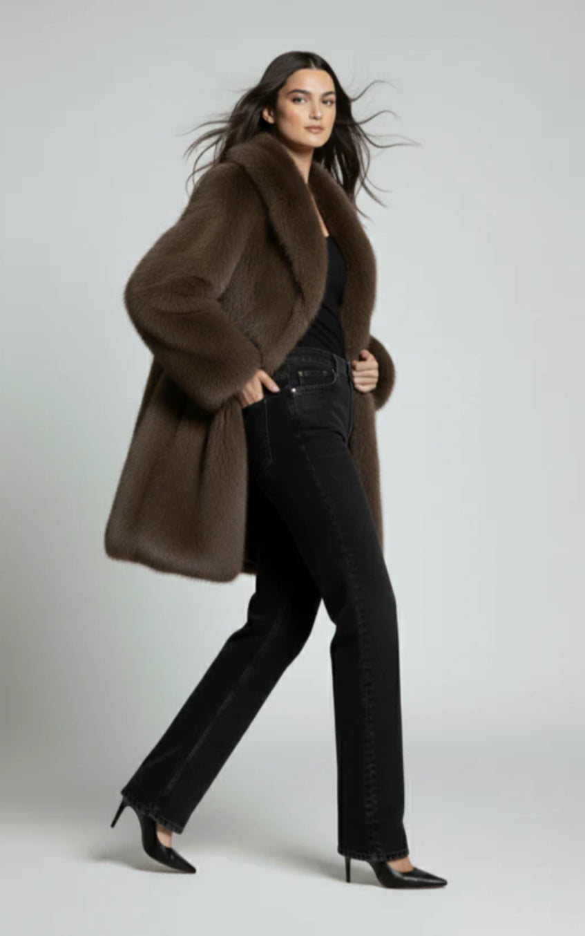 Quinn Faux Fur Chocolate Coat