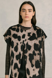 Connie Animal Print Gilet Grey/Black