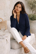 Load image into Gallery viewer, Navy Ribbed Jersey Jacket
