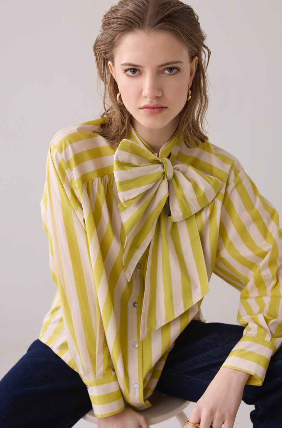 Selena Stripe Bow Blouse