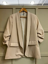 Load image into Gallery viewer, Chloe Beige Gathered Sleeve Blazer
