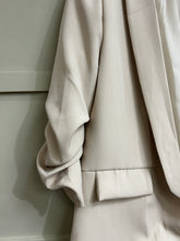 Load image into Gallery viewer, Chloe Beige Gathered Sleeve Blazer
