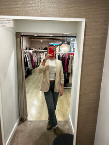 Chloe Beige Gathered Sleeve Blazer
