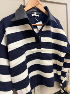Connie Stripe Top contrast Collar