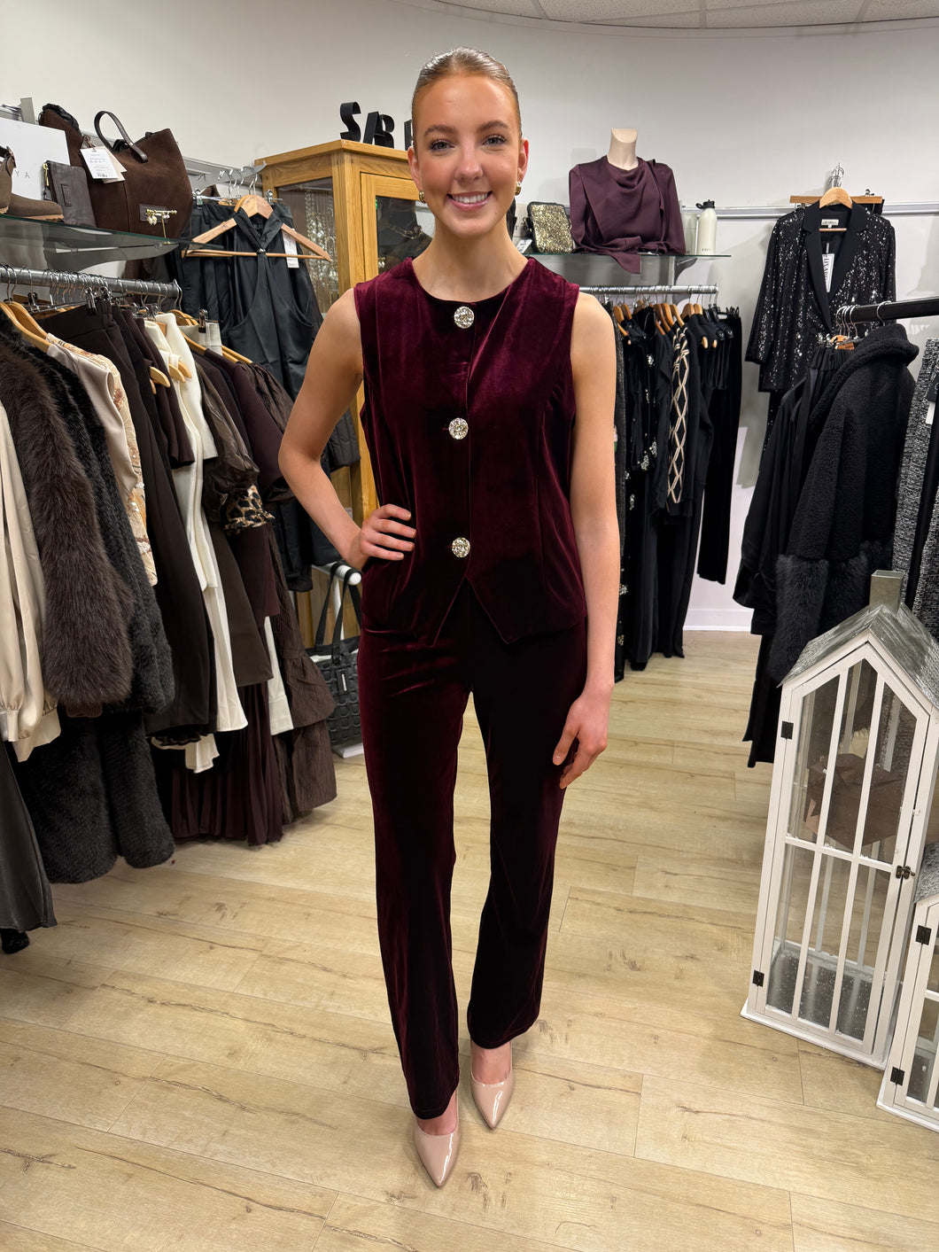 Velvet Suit Burgundy