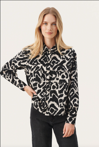 Part Two  CamishaPW Shirt Black Blurred Leopard