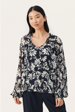 Load image into Gallery viewer, Part Two FayaPW Blouse Dark Navy Stencil
