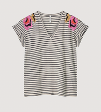 Load image into Gallery viewer, Selena Stripe Embroidered Tee
