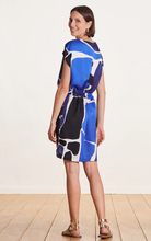 Load image into Gallery viewer, Faye Blue Satin Print Dress
