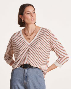 Faye Stripe V-Neck Jumper