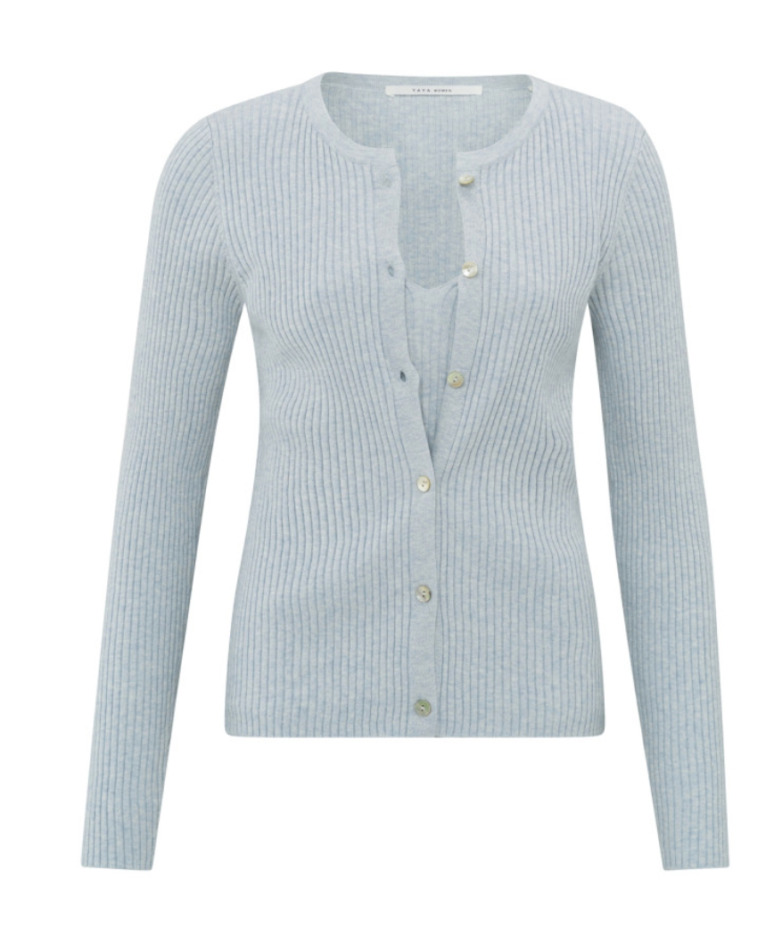 Yasmine Faux Layered Ribbed Cardi