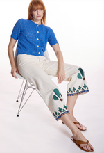 Load image into Gallery viewer, Allegra Ecru Trousers with Embroidery
