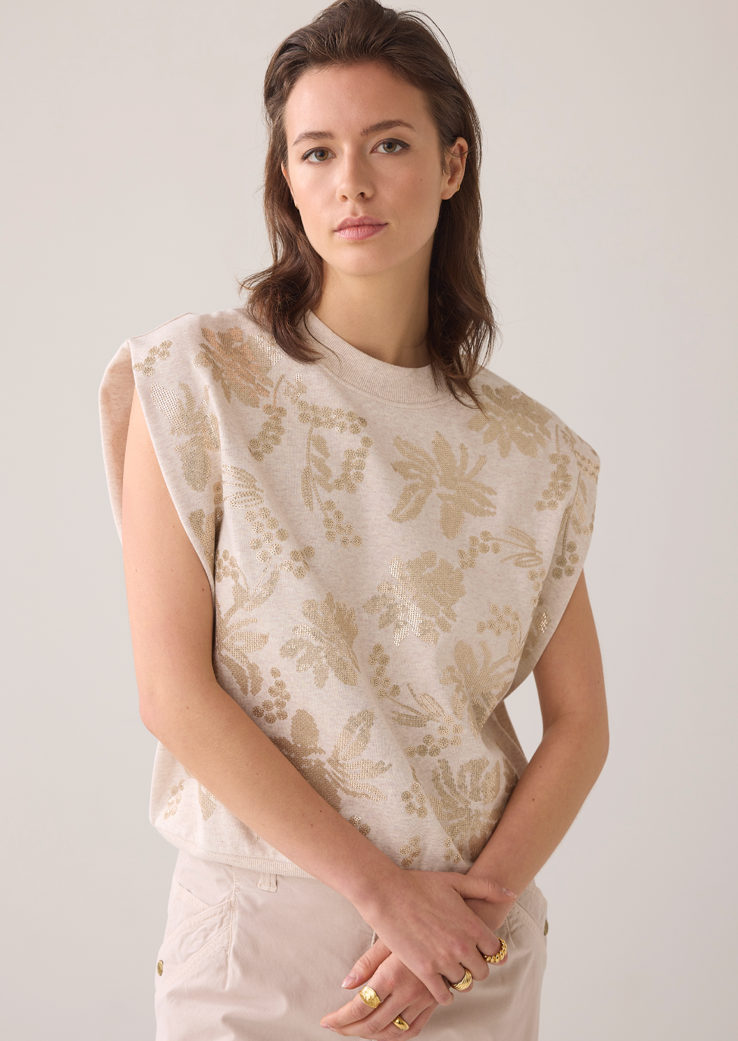 Selena Sleeveless embelished sweatshirt