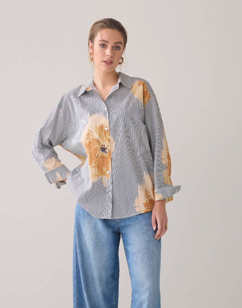 Selena flower stripe blouse