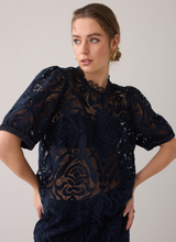 Load image into Gallery viewer, Selena Navy Lace Top
