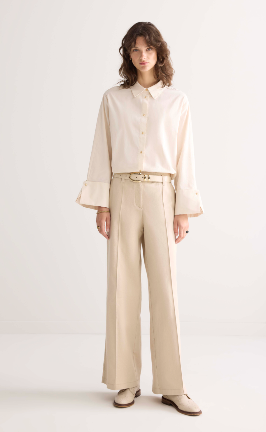 Selena  Folded Cuff Blouse Ivory
