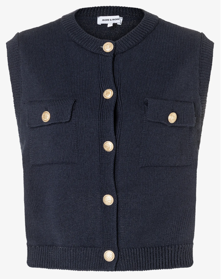 More and More Navy Sleeveless Cardi