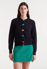 Load image into Gallery viewer, Clara Heart Button Black Cardigan
