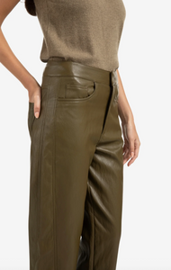 Yasmine Khaki Faux leather trousers