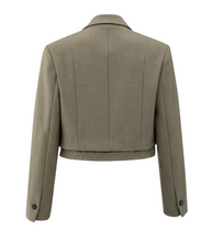 Load image into Gallery viewer, Yasmine Cropped blazer with drawstring hem
