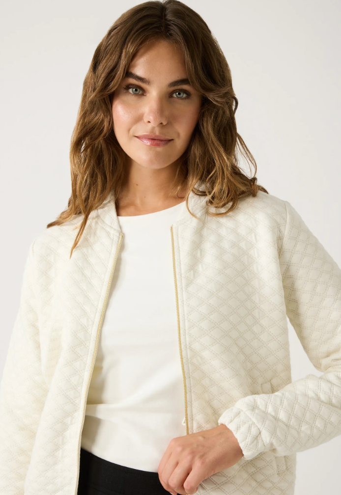 More and More Cream Zipped Cardi