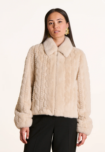 Faye Cable Faux Jacket Ecru